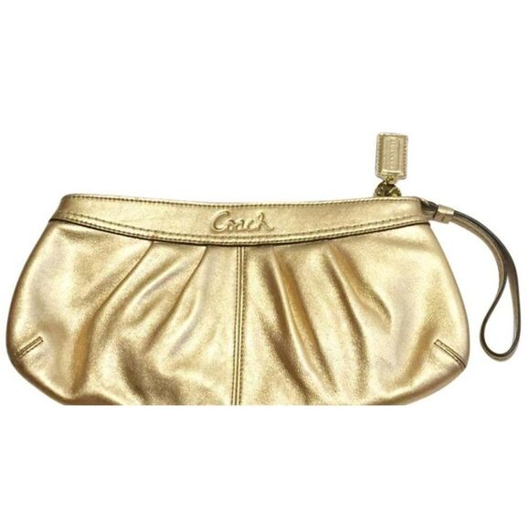 Coach Gold Metallic Leather Clutch - Picture 1 of 7